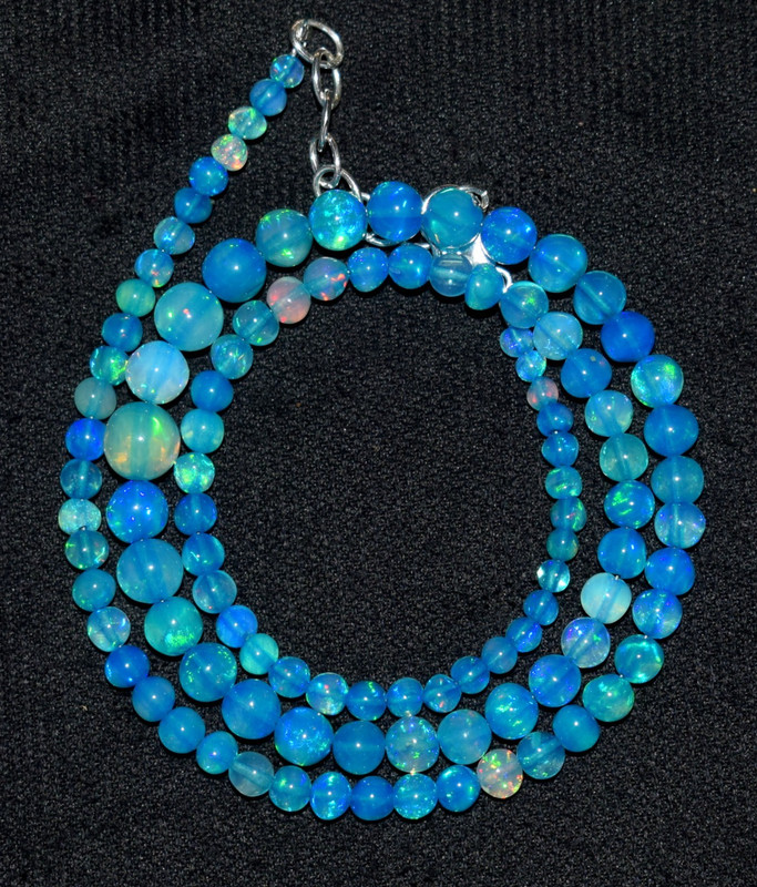 38 Crt 16″Natural Ethiopian Opal Welo Fire Opal Gemstone Beads Necklace Jewelry