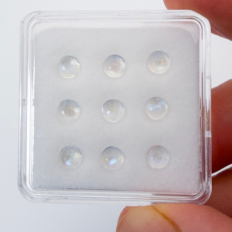 Natural Rainbow Moonstone 5mm Round Cabochon 2, 5, 10 or 15 Loose Gemstones