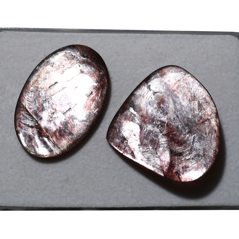Twilight Glow~ 2 PC Natural Gem Lepidolite 35-37mm Hi-Quality Cabochon Gemstones