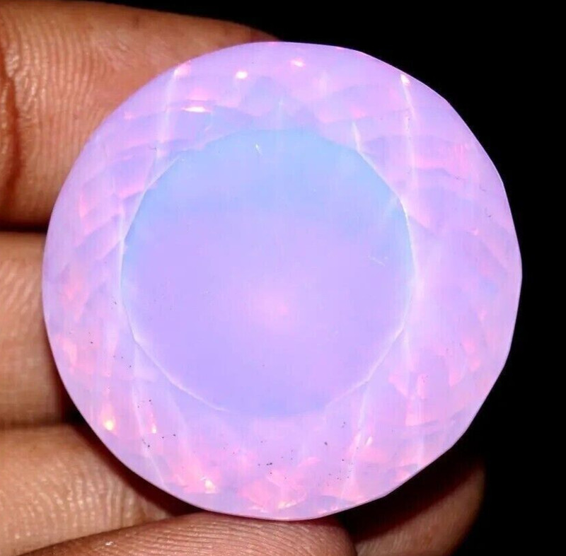 Large Pink Opal 79.75 Ct. Australian Round Cut Loose Gemstone Gift for Women/Her gallery