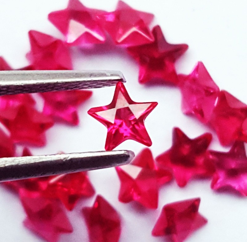 Approx. 4 MM 20 Pcs Natural Red Ruby Star Cut Certified Loose Gemstone Lot gallery