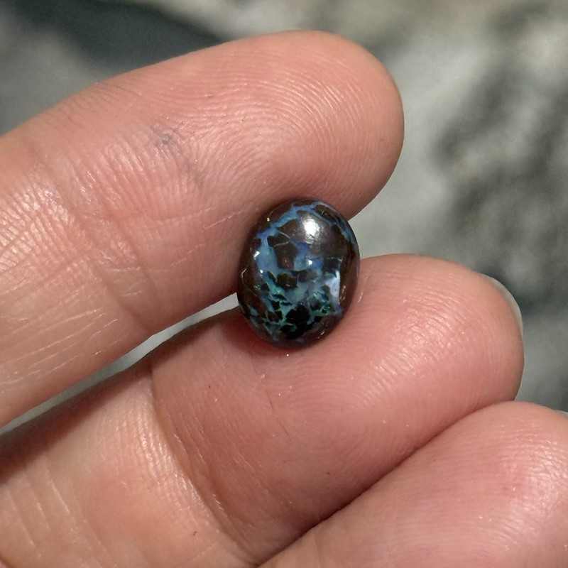 SALE 3ct 10x8x4mm Dark Blue Natural Boulder Australian Opal Cabochon Ring Gem gallery