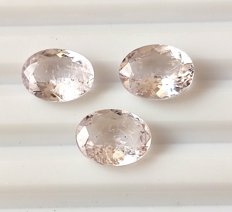 9X7 mm Oval Cut Natural Pink Morganite Faceted Calibrated Gemstone 3 Pieces Lot gallery