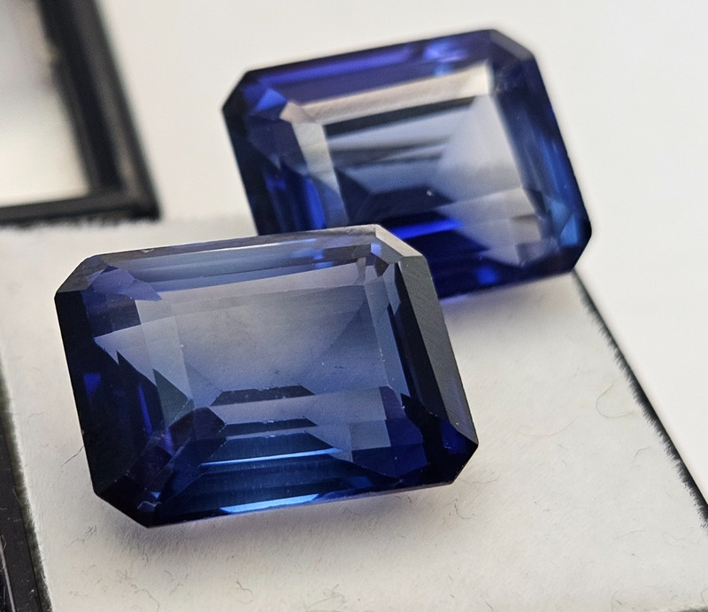 Blue Tanzanite 25+ Ct Pair Emerald Cut Natural Gemstone For Earring Making gallery