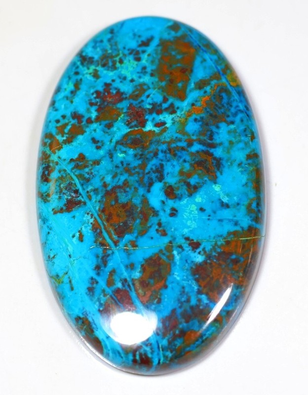 66 CT 6X27X44 mm NATURAL NATIVE COPPER CHRYSOCOLLA OVAL CABOCHON GEMSTONE ZB-107