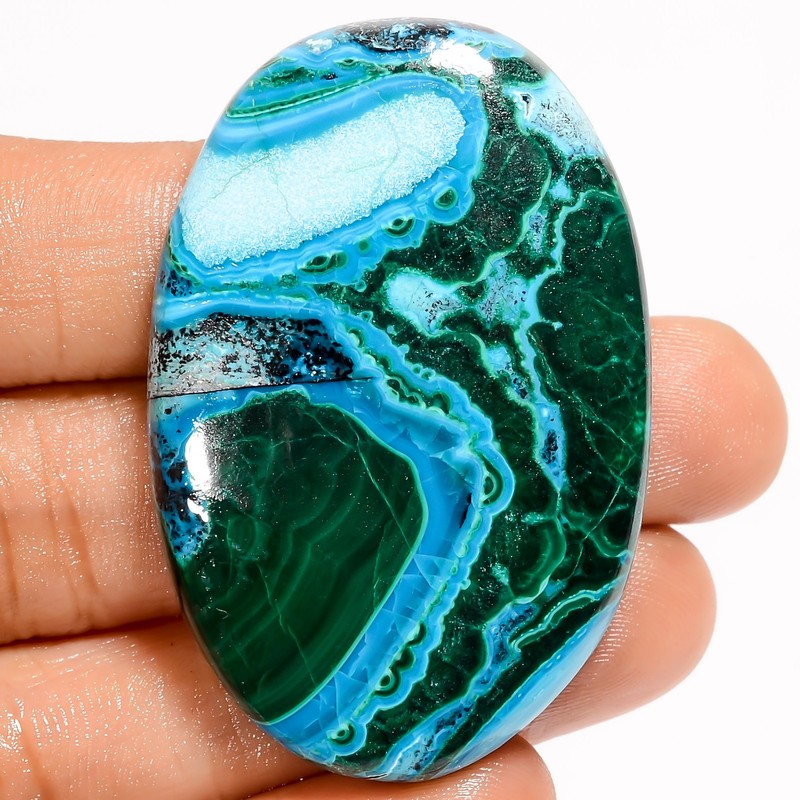 Natural Chrysocolla Malachite Oval Cabochon Gemstone 113 Ct. 46X31X8 mm UG-1893