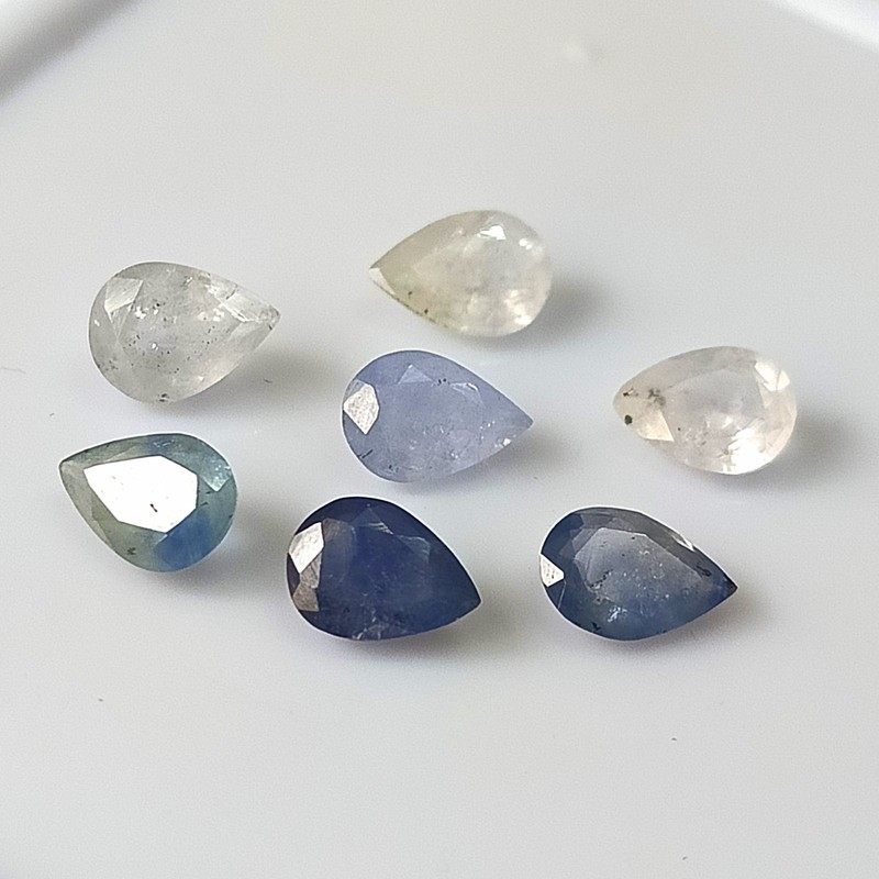 Multi Colour Sapphire 7X5 mm Pear Shape Faceted Ceylon Natural Gemstone 7 Piece