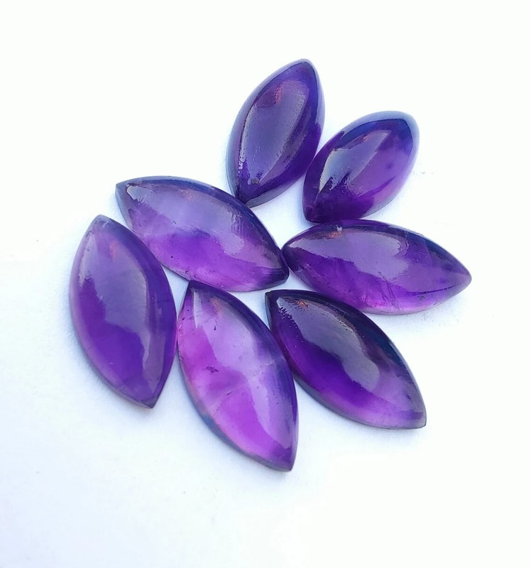 100% Natural Purple Amethys Marquise Shape Cabochon Flat Back 3x6mm-10x20mm