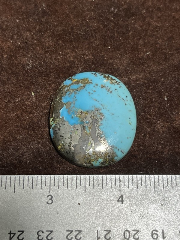 Morenci Turquoise Cab 85ct Sky Blue w/ Pyrite Arizona Gemstone Beautiful Color gallery