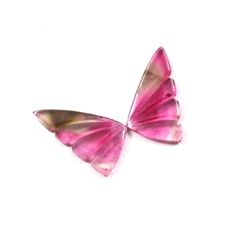 Loose Gemstone Natural Bio Tourmaline Butterfly Wings, Hand Carved A528