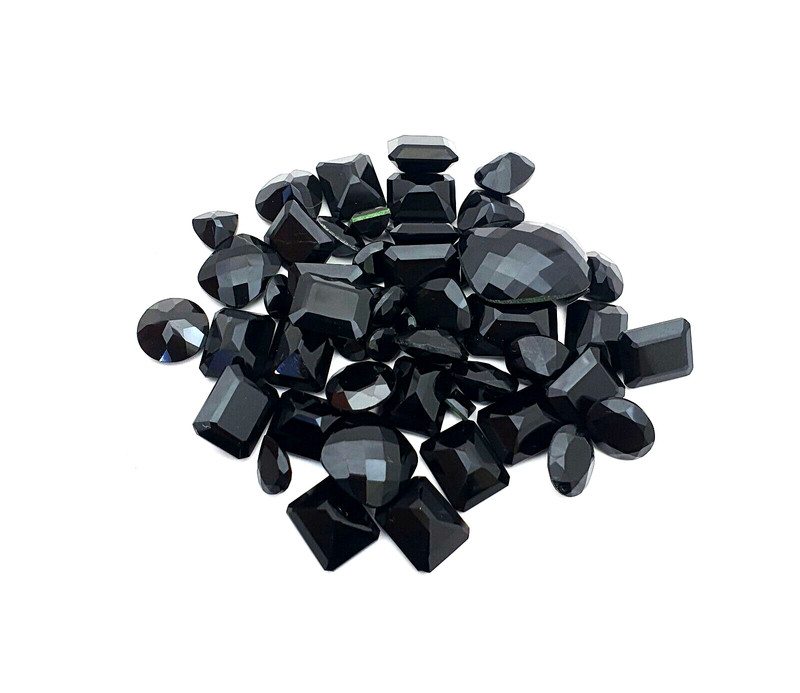 Natural Black Onyx Mix Shape Cut Loose Gemstone Lot 32 Pcs 4-15*20 MM 100 CT