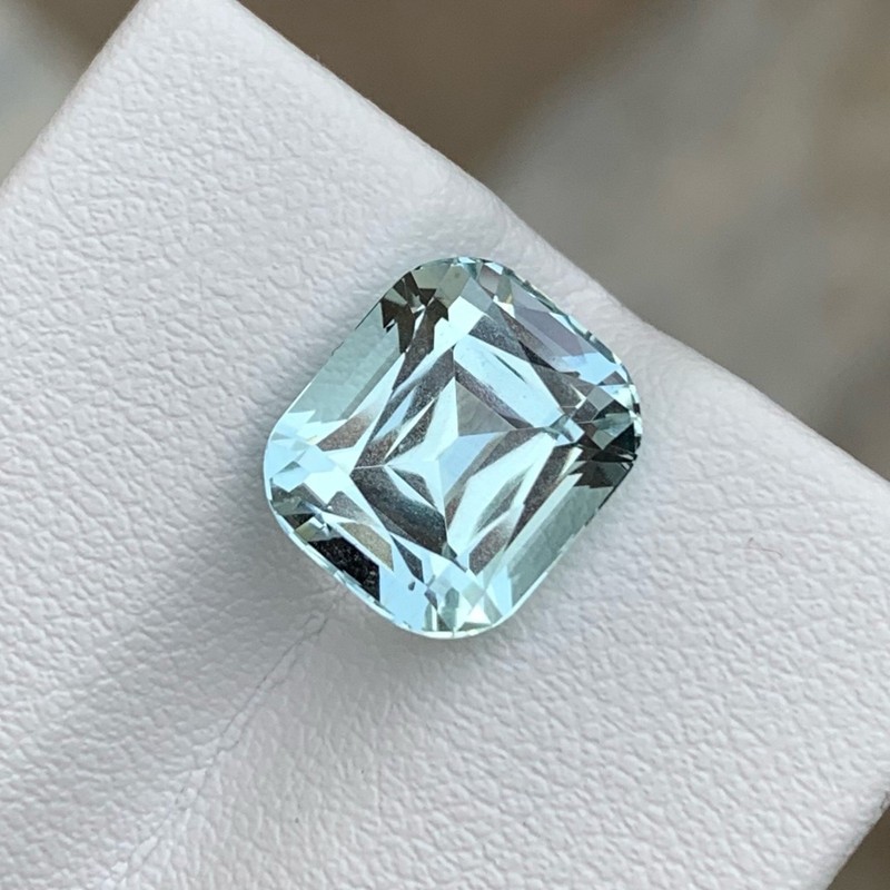 4.80 Carat Natural Aquamarine Light Blue Cushion Cut From Pakistan