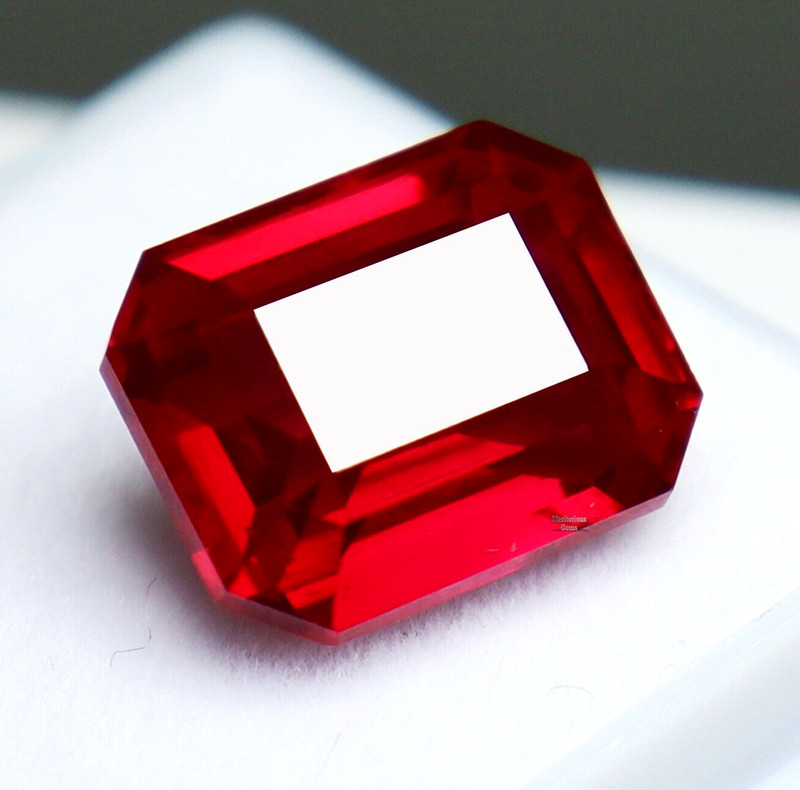 8.44 ct Certified Loose Gemstone BURMA Pigeon Blood Red Ruby Emerald Cut