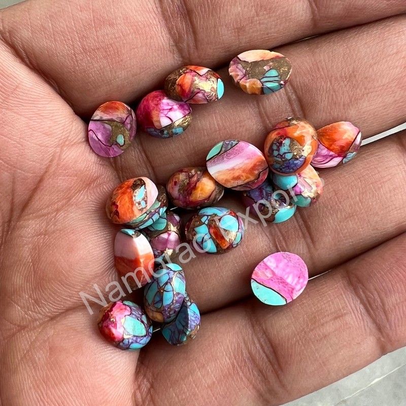 Pink Spiny Oyster Copper Turquoise Oval 6x8 to 18x25 mm Cabochon Loose Gemstone gallery