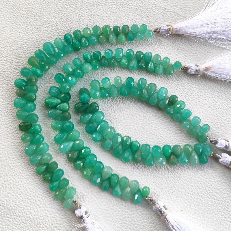 Natural Madagascar Amazonite Faceted Teardrop Gem Beads 7×5-8x6mm 7″ Strand
