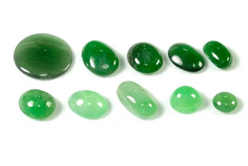10pcs Natural Green Jadeite Jade 2.80ct from Myanmar Cabochons Loose Gemstones