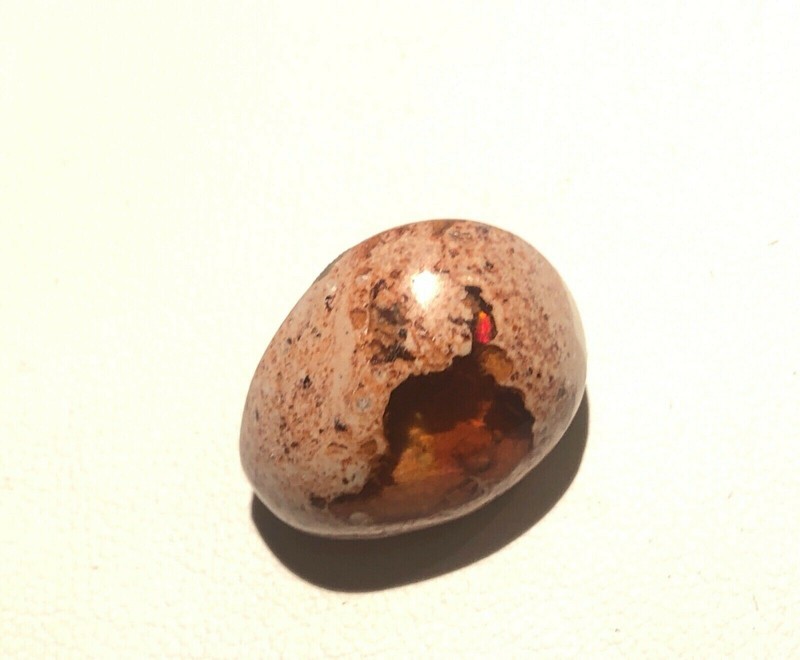 Authentic Mexican Fire Opal, Deep Red Flash, Chili Pepper, #45 Gemstone Cab gallery