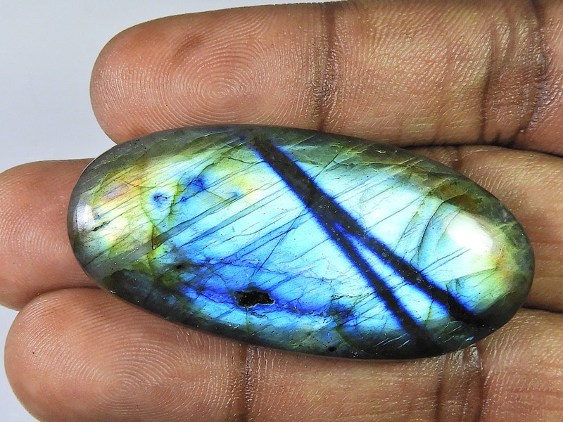 96Cts. Natural Labradorite Multi Fire Oval Cabochon Loose Gemstone 23X51X8MM gallery