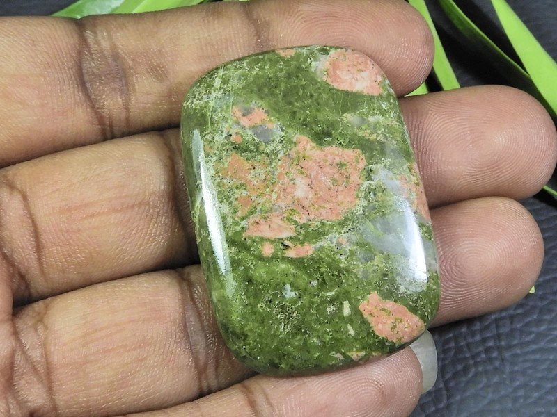 107Cts. Natural Unakite Cushion Shape Cabochon Loose Gemstone 31X45X06 MM