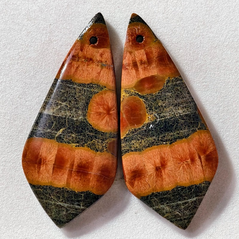 33 Cts Natural Peanut Obsidian Drilled Pair Cabochon Gemstone 38.7 X 16.9 MM