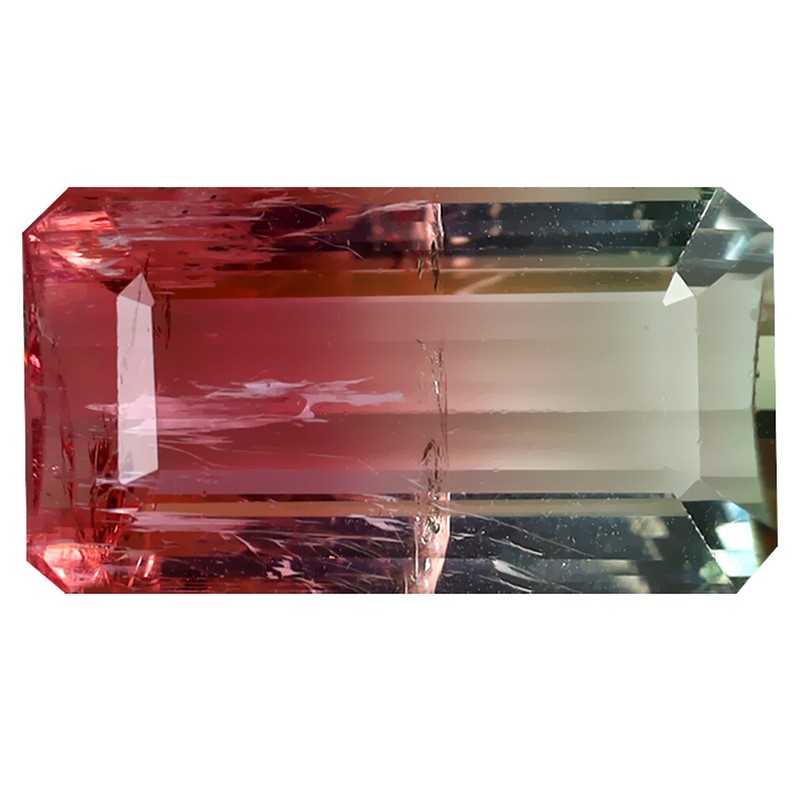 8.24 ct Very good Octagon (17 x 9 mm) Un-Heated Mozambique Bi-Color Tourmaline