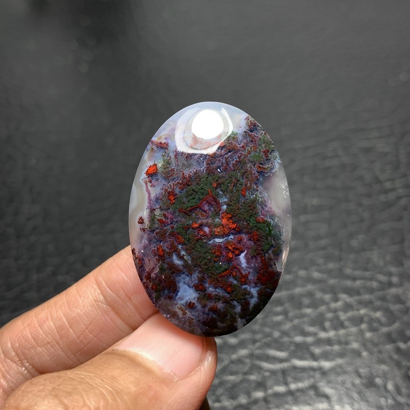 Multicolor Moss Agate Cabochon 36x25x5mm High Quality 45 ct