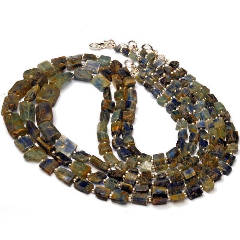Natural Rough Unpolished Bicolor Kyanite Freeform Nugget Beads Necklace 19" gallery