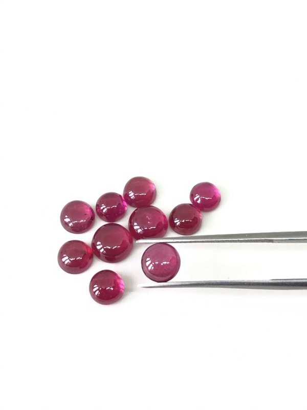 Ruby Round Shape Cabochon Flat Back Size 3mm-12mm AAA Quality Loose Gemstone gallery