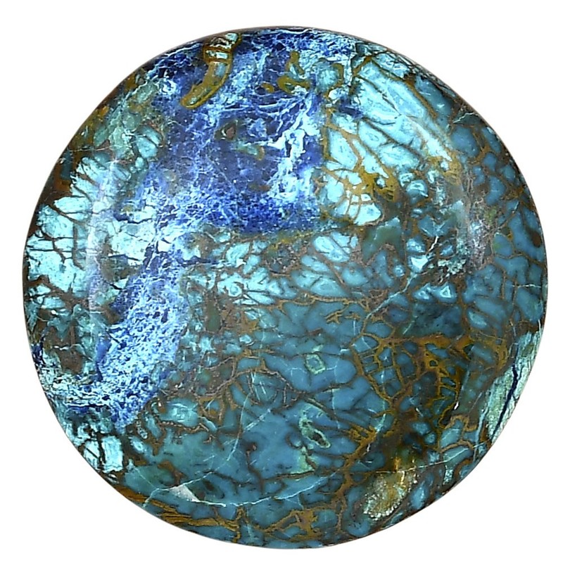 Natural Shattuckite 33.1×33.1×7.5 mm Round Shape Polished Gemstone LS02562-39