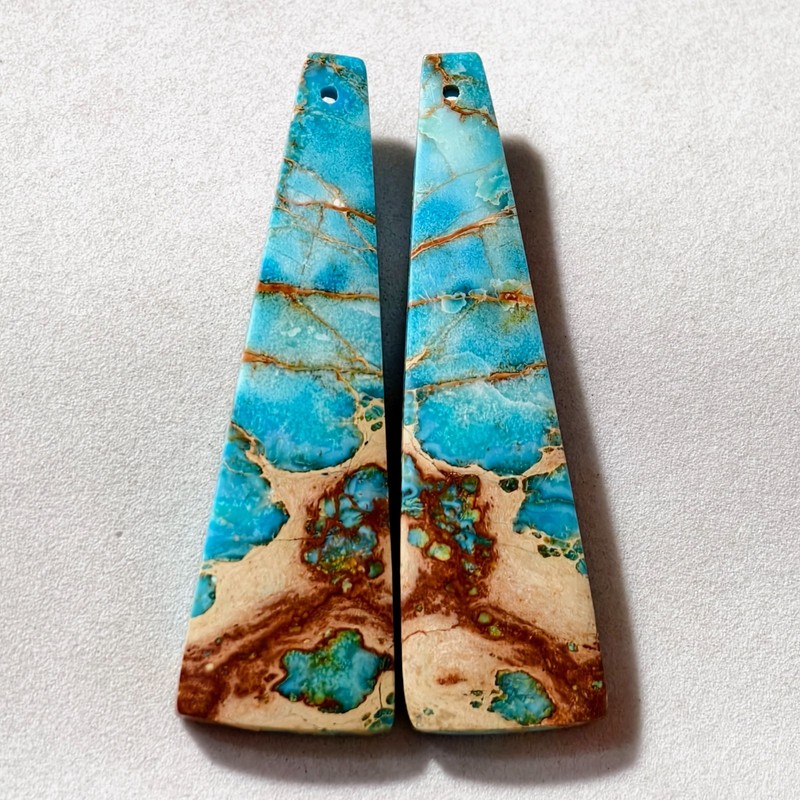 44 Cts Sea Sediment Jasper Drilled Match Pair Cabochon Gemstone 51.8 X 14.9 MM