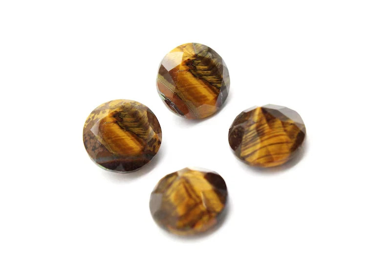 AAA+ Natural Top Quality Tiger Eye Faceted Round Shape Loose Gemstone gallery