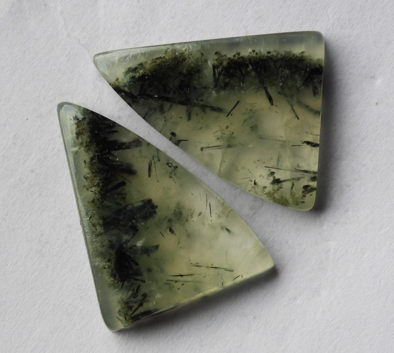 35.75 Ct Natural Prehnite (30mm X 20mm each) Cabochon Loose Match Pair gallery