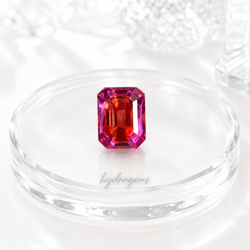 Natural Bicolor Pitambari Sapphire 10.35 Ct Emerald Cut Certified Loose Gemstone