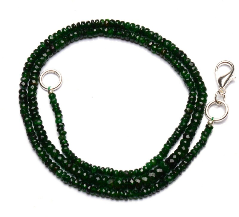 Natural Tsavorite Gem 3 to 5mm Size Rondelle Beads Necklace 18″Green Garnet 55Ct