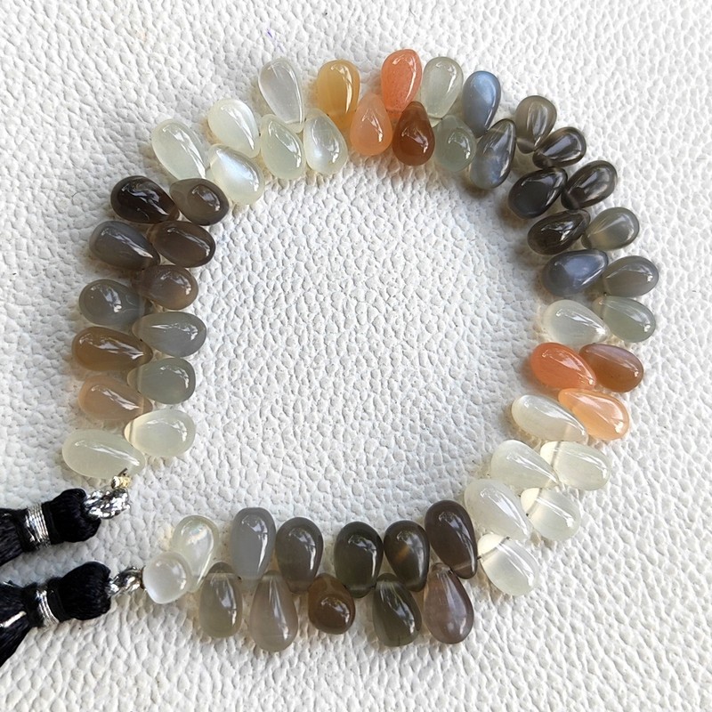 Multicolor Moonstone 8x5mm Smooth Teardrop Shape Beads 7" Strand India Gemstones gallery