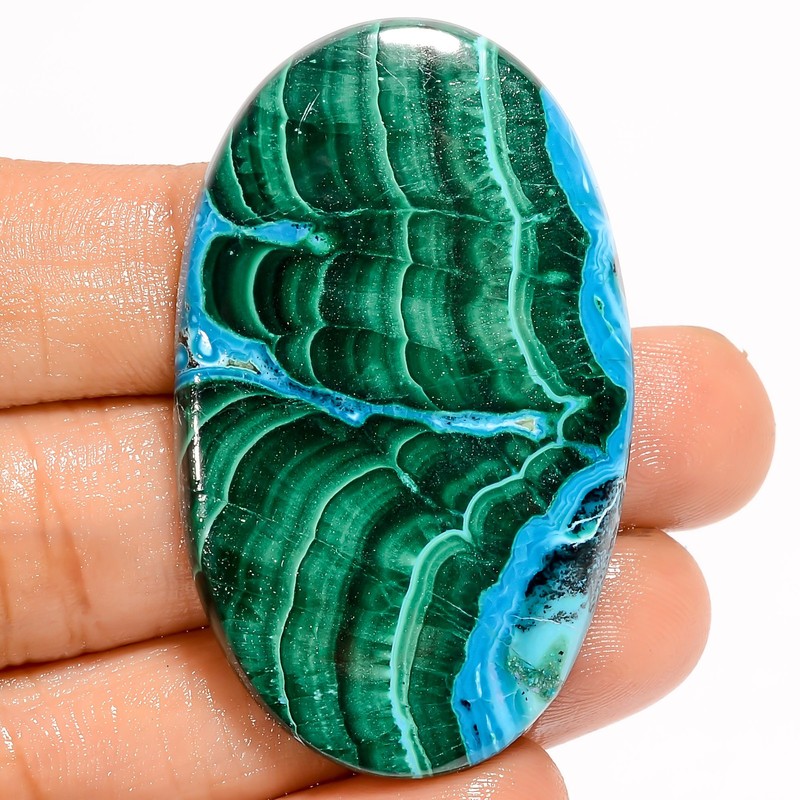 100% Natural Chrysocolla Malachite Oval Cabochon Gemstone 84 Ct 46X28X5mm UG1887