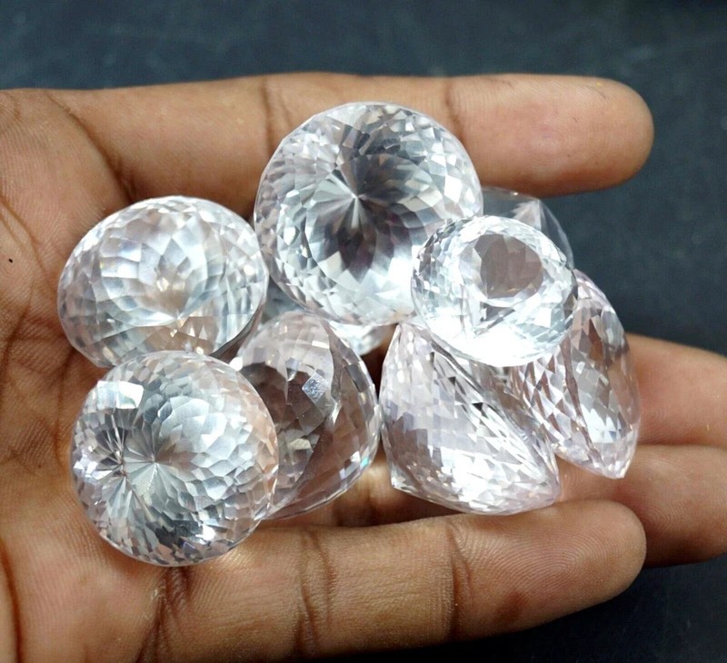 50 Ct Natural White Sapphire 5-7 Pcs Round Cut AGL Certified Gemstone Lot gallery