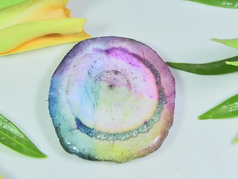 37X40X06MM Dyed Solar Druzy Agate 86Cts. Fancy Cabochon Loose Gemstone h324 gallery