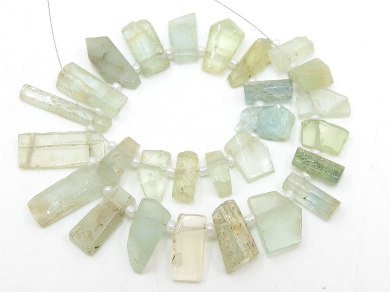 Aquamarine Natural Crystal Rough Stick Beads/8Inches Strand 23X4 To 9X5MM Approx gallery