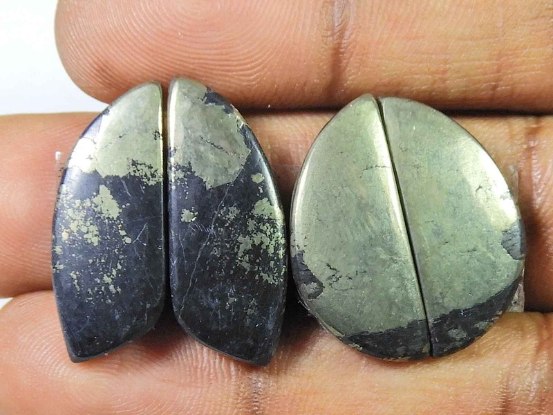 Natural Appach Gold Pyrite 2 Matching Pair Fancy Cabochon Gemstone 23-26MM O934