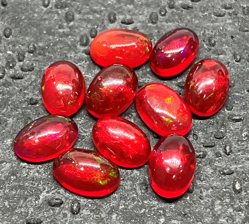 Red Opal Fire Oval AAA Natural Ethiopian Flat Back Loose Gemstone For Jewelry