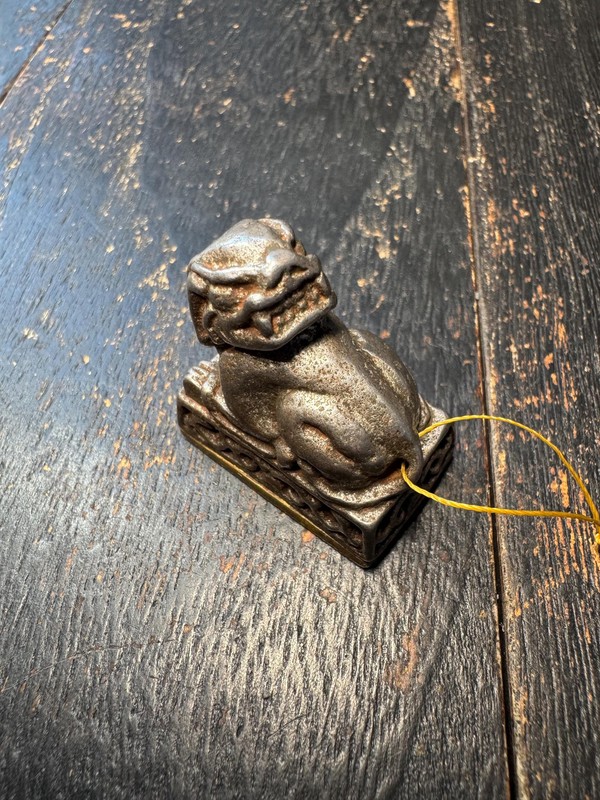 Vintage Tibetan Ritual Seal Stamp – Khyung Bird Handle, Iron Script Chop