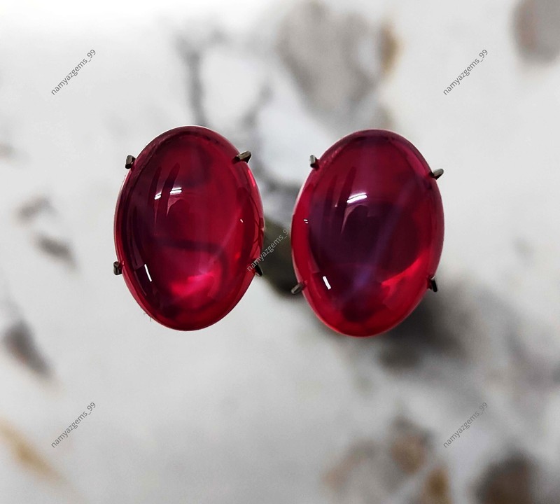 6 Rays NATURAL RED Star Ruby 20 Ct Oval Cabochon CERTIFIED Loose Gemstone gallery