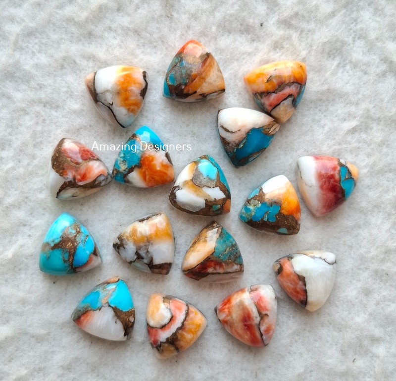 Natural Oyster Copper Turquoise Trillion Cabochon 6mm to 20mm Loose Gemstone