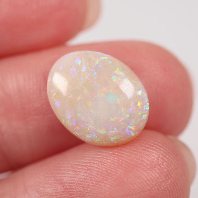 3.87ct Australian Light Opal, Natural Solid Opal 13 x 10.5mm, Polished Gemstone