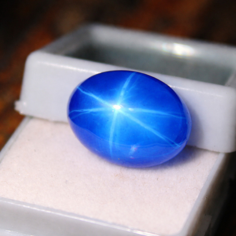 18 Ct Blue Star Sapphire Untreated Natural Certified Cabochon Loose Gemstone
