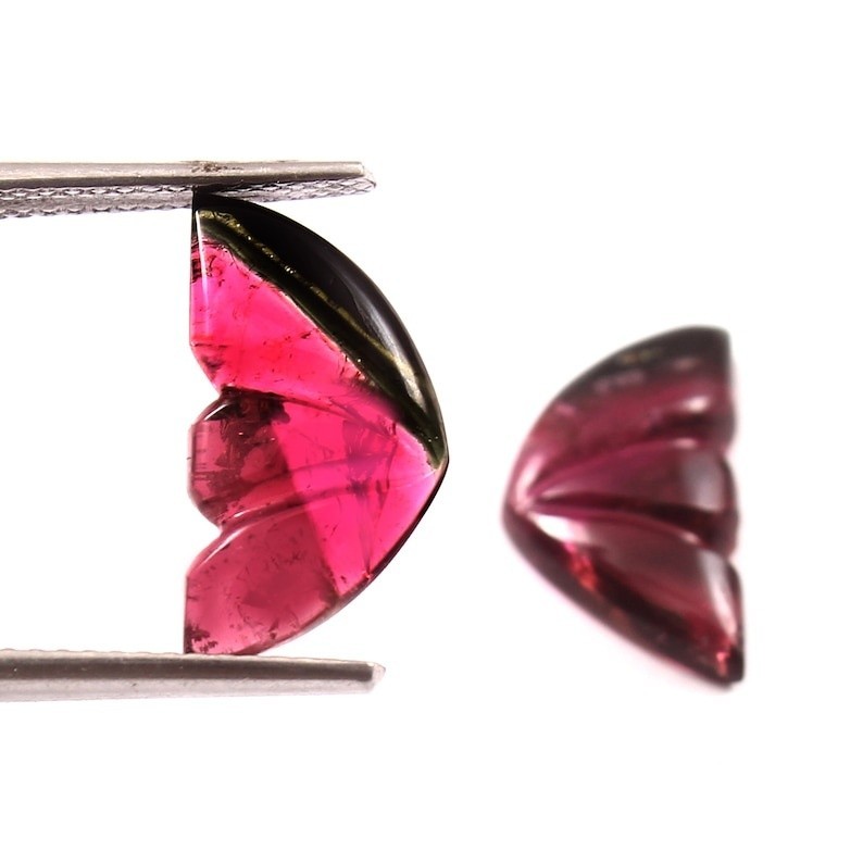 Loose Gemstone Natural Watermelon Tourmaline Butterfly Wings, Hand Carved A544 gallery