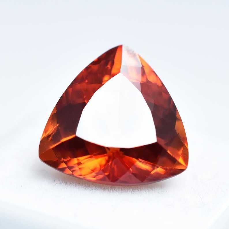 Certified Natural Flawless Orange Sapphire 4 CT Trillion Cut Loose Gemstone
