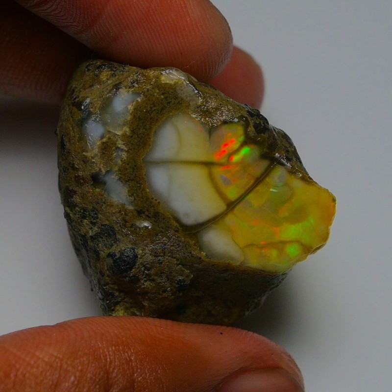 Opal Rough 107.90 Carat Natural Ethiopian Opal Raw Welo Opal Gemstone Multi Fire gallery
