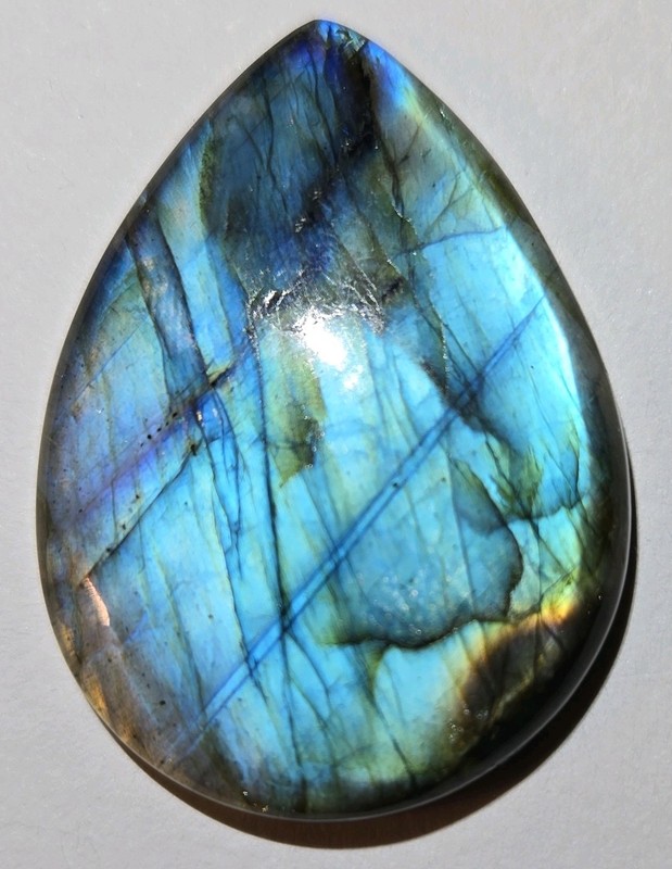 Natural Labradorite Pear Cabochon Gemstone, Iridescent Purple Blue/Gray. gallery
